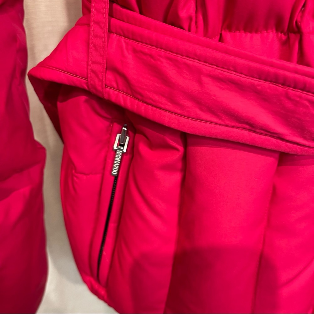 Bernardo Magenta/Lipstick Pink Down Puffer Jacket w/Magenta Fox Trim - L - Picture 4 of 9